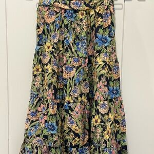 Floral Tiered Maxi Skirt - Black Multi